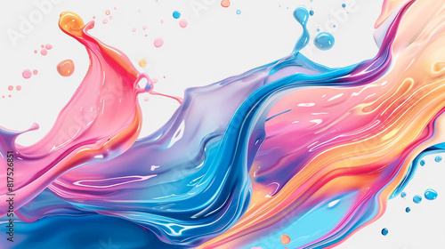 Colorful Splashes of Paint on a Transparent Background