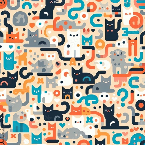 A Whimsical Gathering of Colorful Cartoon Cats with Generative AI.