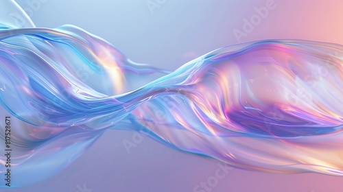 Floating abstract waves with a holographic background  smooth and wavy  iridescent colors