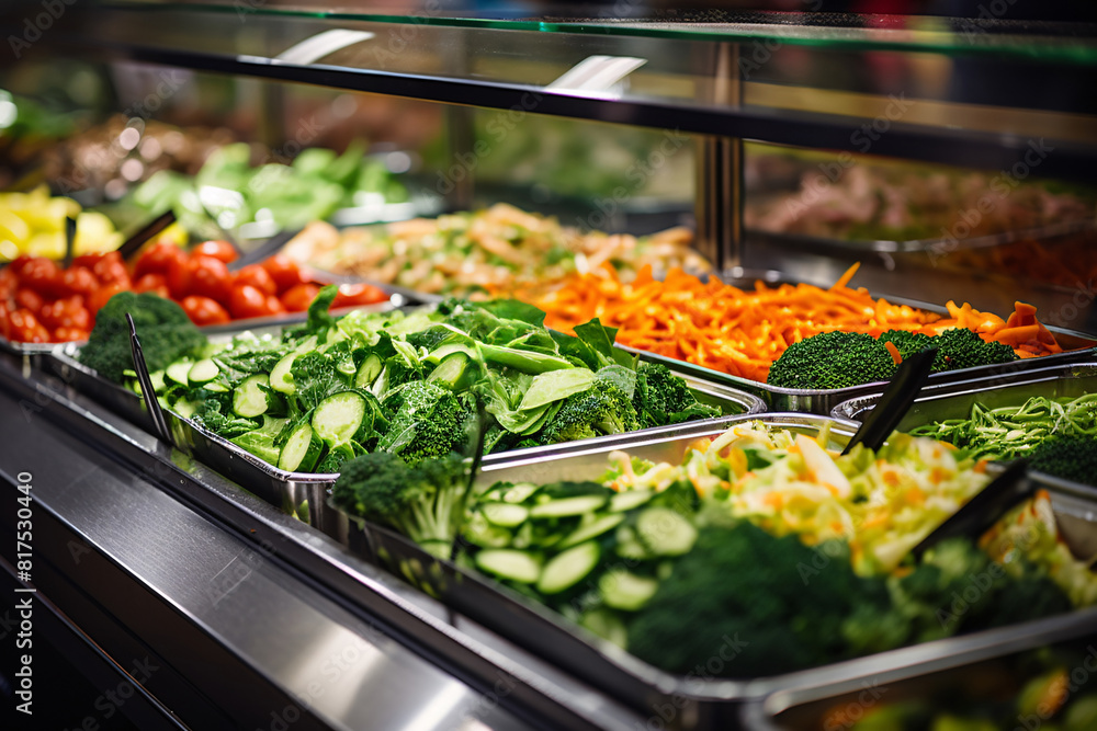 Fresh vegetables in a salad bar at a restaurant. Selective focus Fresh vegetables in a salad bar at a restaurant. Selective focus