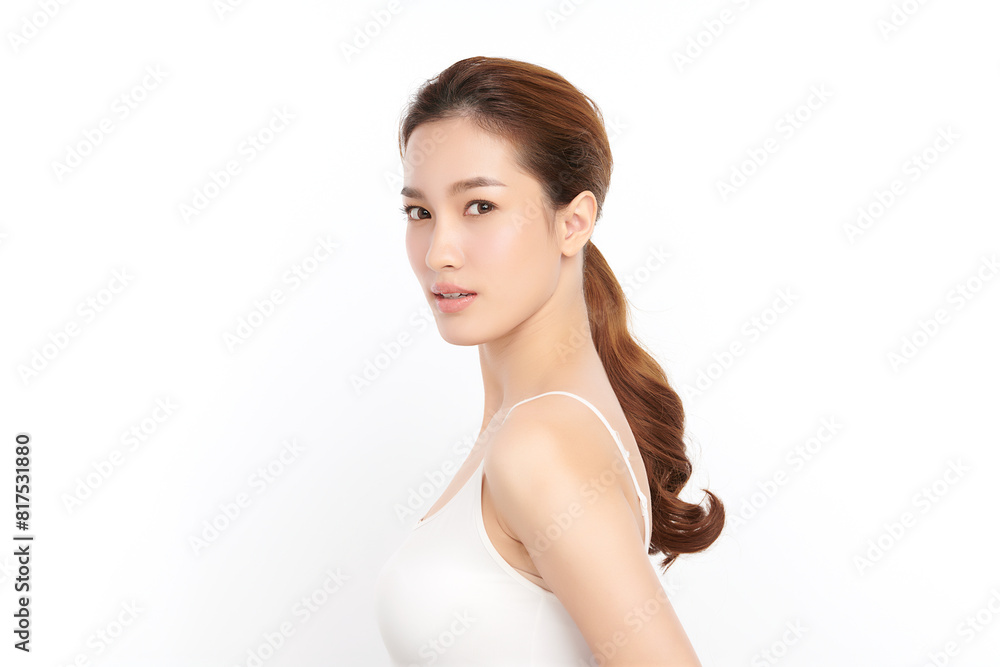 Beautiful young asian woman with clean fresh skin on white background, Face care, Facial treatment, Cosmetology, beauty and spa, Asian women portrait. Beautiful young asian woman with clean fresh skin on white background, Face care, Facial treatment, Cosmetology, beauty and spa, Asian women portrait.