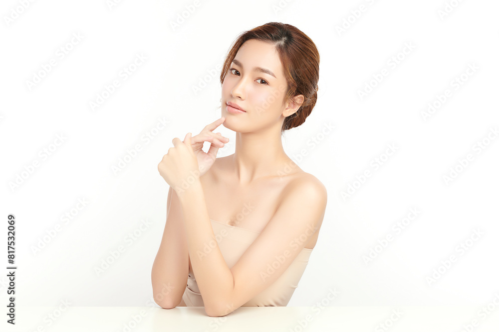 Beautiful young asian woman with clean fresh skin on white background, Face care, Facial treatment, Cosmetology, beauty and spa, Asian women portrait. Beautiful young asian woman with clean fresh skin on white background, Face care, Facial treatment, Cosmetology, beauty and spa, Asian women portrait.