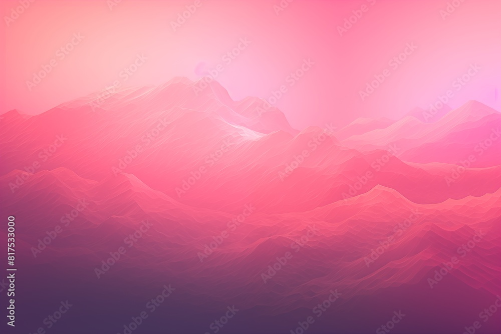 Sunset Over Misty Pink Mountainscape.