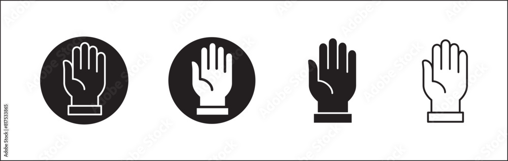 Hands icon set. Palm hand inside circle sign. Raise hand sign. Hands gesture symbol. Vector graphic design illustration isolated in white background. Hands icon set. Palm hand inside circle sign. Raise hand sign. Hands gesture symbol. Vector graphic design illustration isolated in white background.