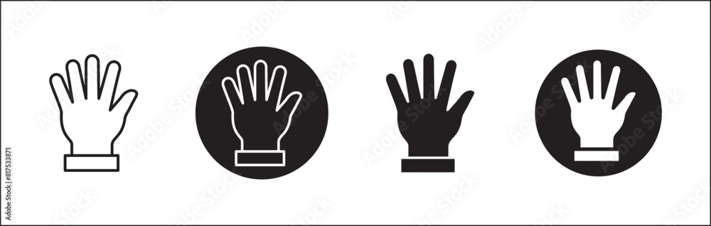 Hands icon set. Palm hand inside circle sign. Raise hand sign. Hands gesture symbol. Vector graphic design illustration isolated in white background. Hands icon set. Palm hand inside circle sign. Raise hand sign. Hands gesture symbol. Vector graphic design illustration isolated in white background.