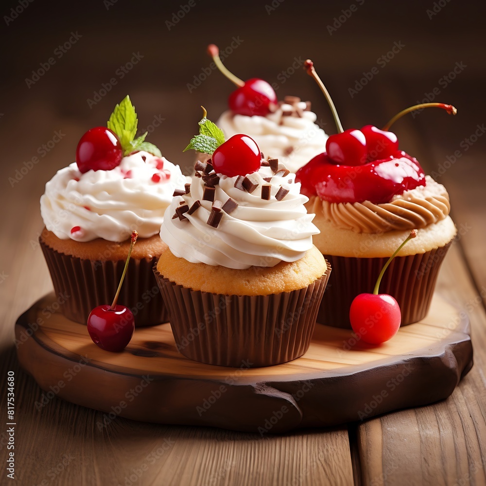 Cupcakes on a wooden background. Selective focus. Cupcakes on a wooden background. Selective focus.