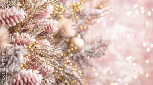Soft Pink Holiday Elegance: Design an elegant Christmas background with soft pink hues, 