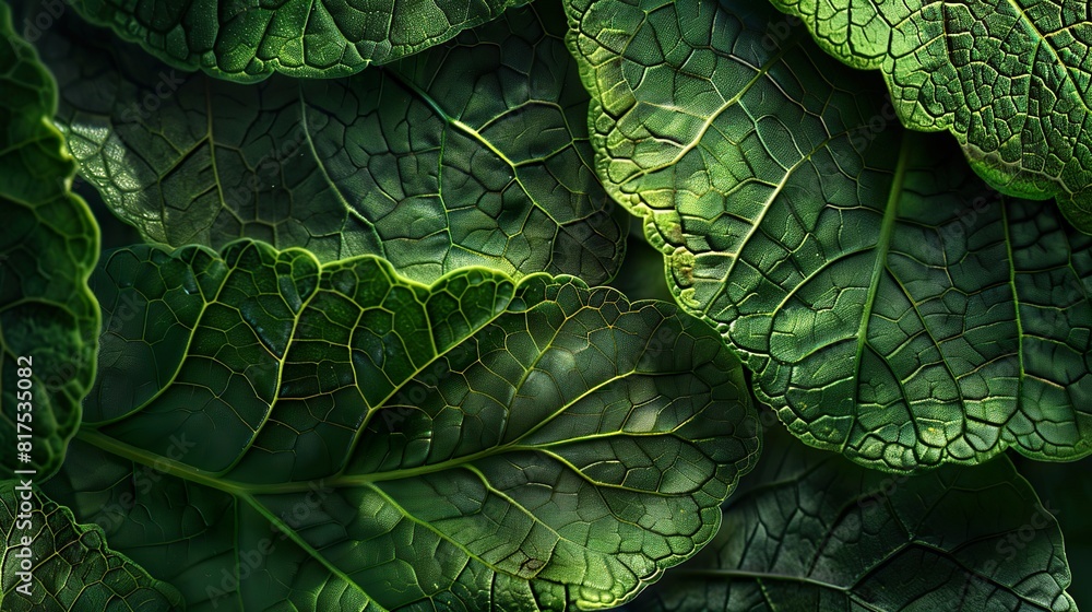 Fototapeta premium A close-up photograph of textured green leaves.