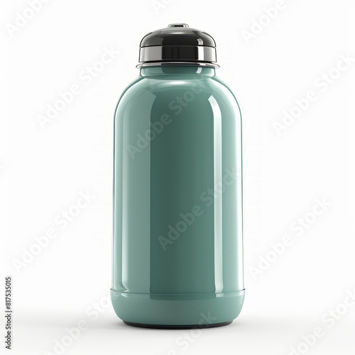 Teal water bottle isolated on a white background