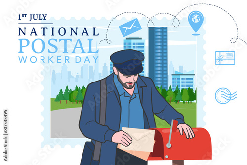 National postal workers day celebration flat poster.