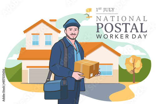 National postal workers day celebration flat poster.