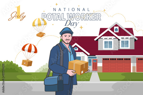 National postal workers day celebration flat poster.