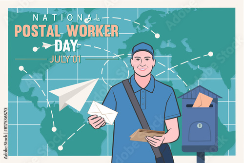National postal workers day celebration flat poster.