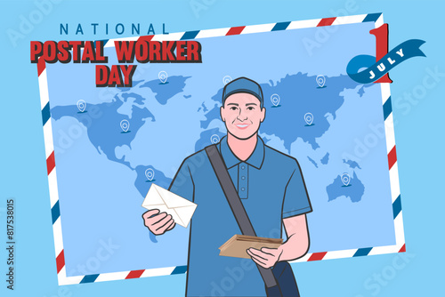 National postal workers day celebration flat poster.