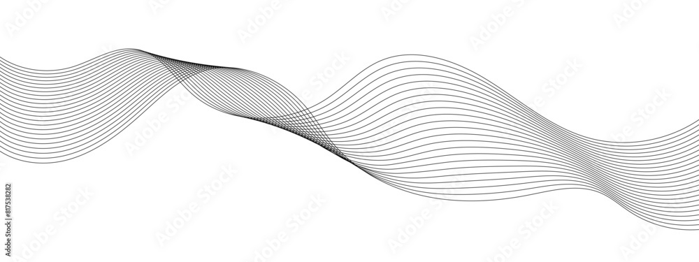 Wavy business curve lines on transparent background. Abstract ocean wave line background. Wave swirl, frequency sound wave, twisted curve lines with blend effect. Vector illustration. Wavy business curve lines on transparent background. Abstract ocean wave line background. Wave swirl, frequency sound wave, twisted curve lines with blend effect. Vector illustration.
