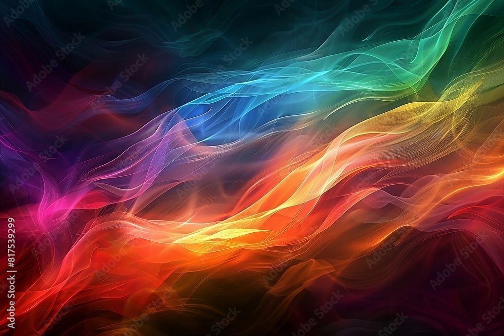 Obraz premium colorful multicolor waves in the dark background,multi abstract waves
