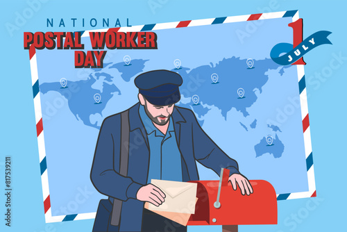 National postal workers day celebration flat poster.