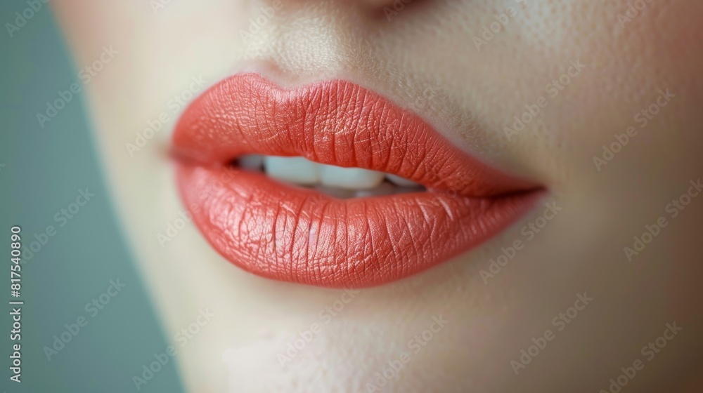 Fototapeta premium close up of lips with red lipstick