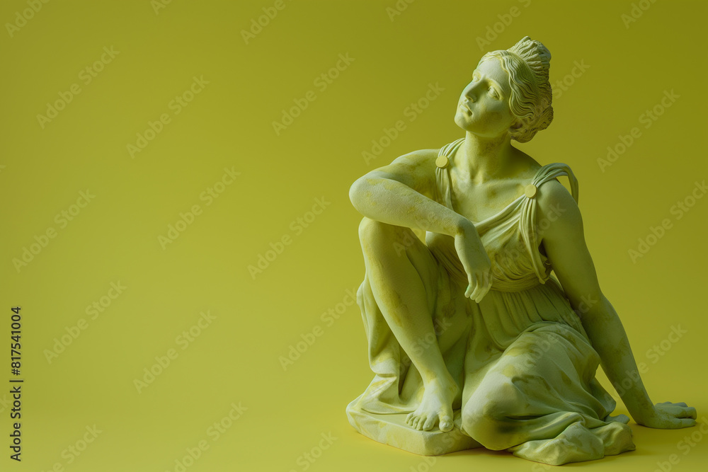 3d rendering of ancient greek -roman statue art figure . Creative concept colorful neon image with bright and vivid lime green color background, fashionable, trendy ,isolated background 3d rendering of ancient greek -roman statue art figure . Creative concept colorful neon image with bright and vivid lime green color background, fashionable, trendy ,isolated background