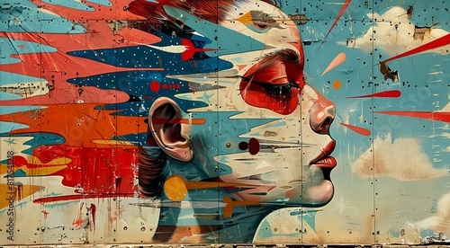 Psychedelic grunge backgrounds. Psychedelic Wall art. Vibrant illustration. AI Generated