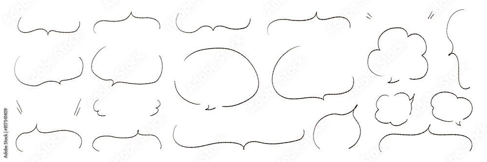 Fototapeta premium シンプルな線の手書きの吹き出しセット