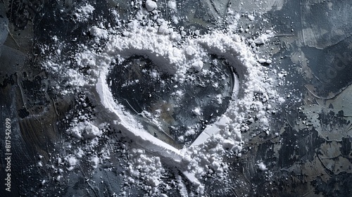 Advertisement - product photo featuring a heart outline made of white powder on a pristine surface