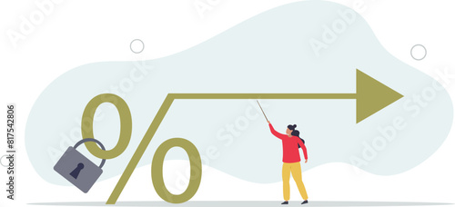 businesswoman real estate owner with fixed percentage sign.flat vector illustration.