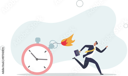 Time management, project deadline countdown or problem or trouble to deliver or launch product.flat vector illustration.