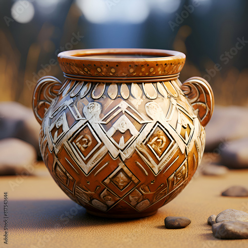 Ceramic pot on the background of the forest