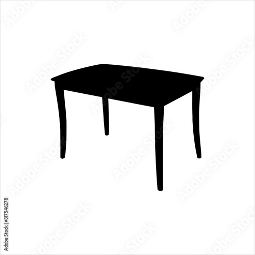 Table silhouette isolated on white background. Table icon vector illustration.