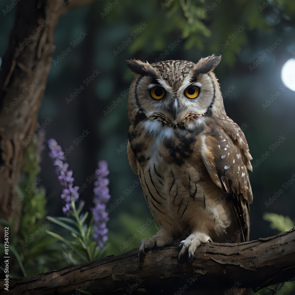Obraz premium owl in the moonlight - photo #