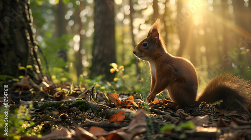 Wild Squirrel in the Forest