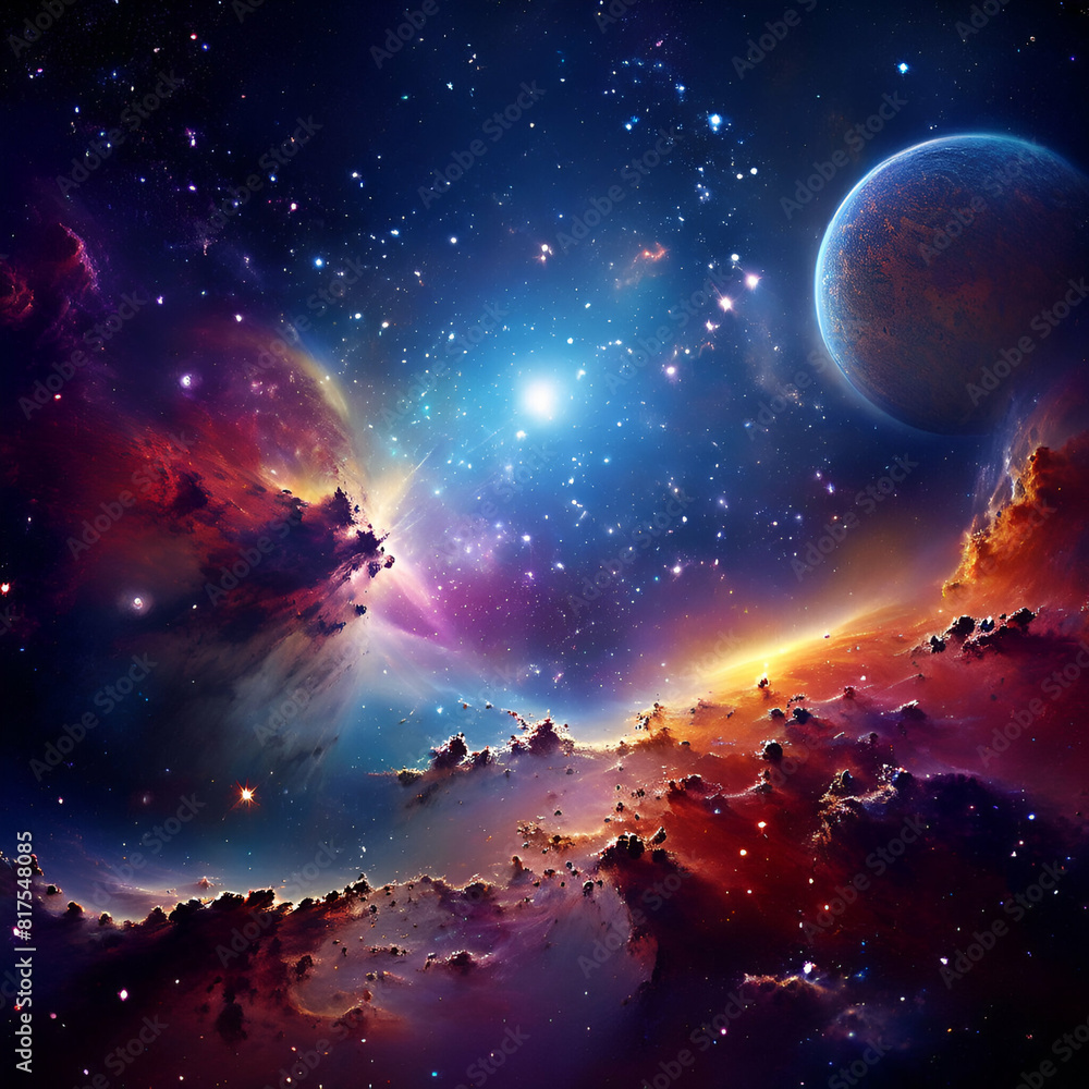 Naklejka premium Vibrant galaxy scenery