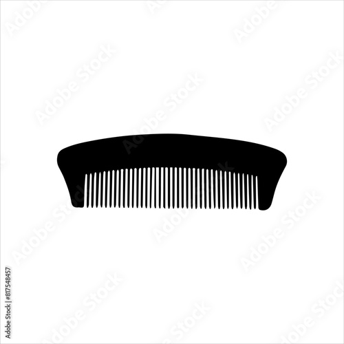 Wooden comb silhouette isolated on white background. Comb icon vector illustration.