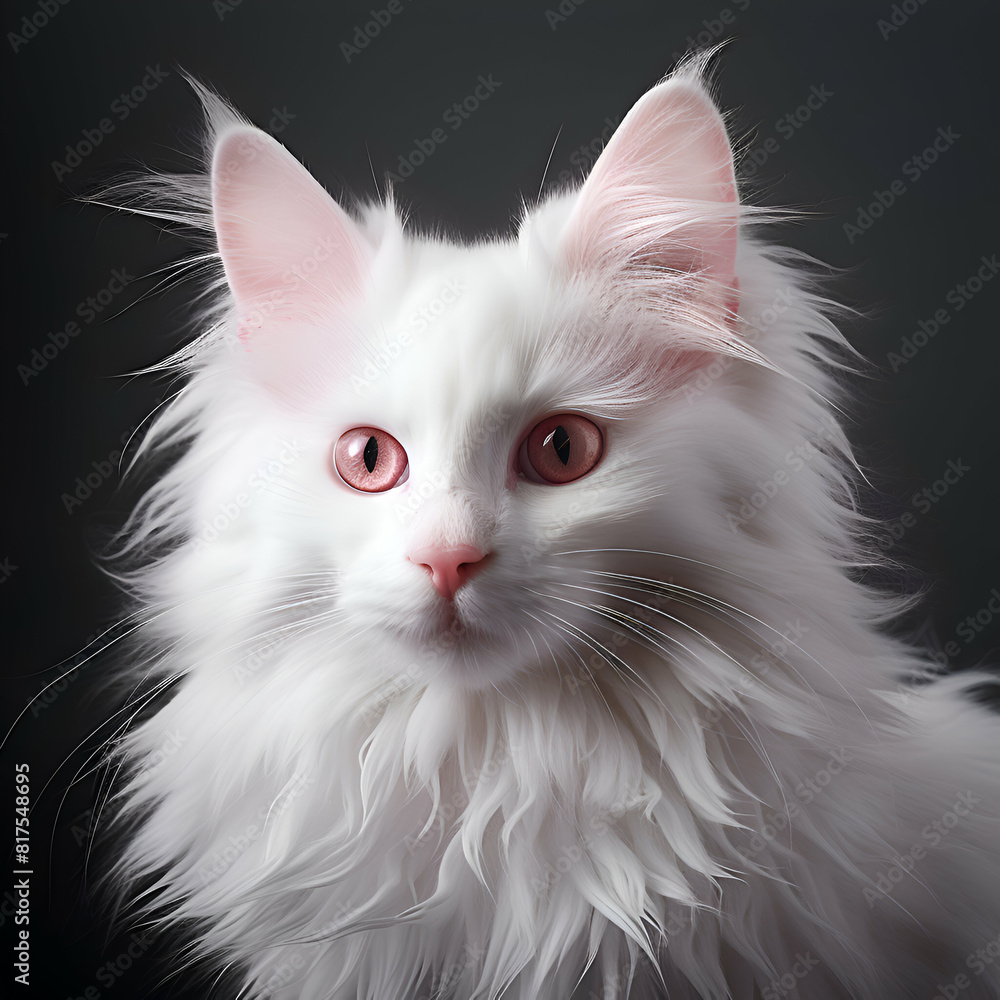 Portrait of a white persian cat with red eyes on a black background Portrait of a white persian cat with red eyes on a black background