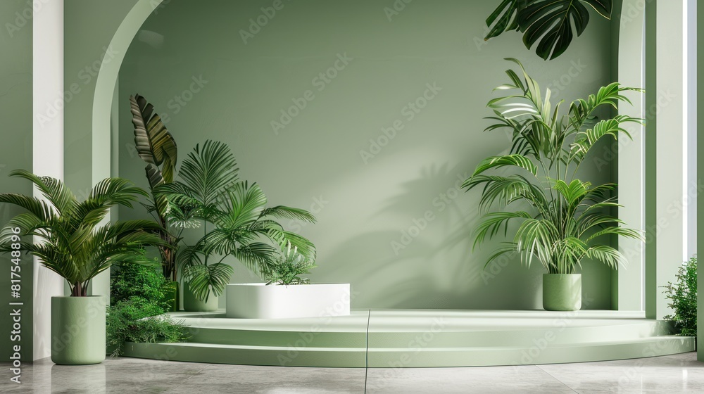 Contemporary green podium for product displays,​