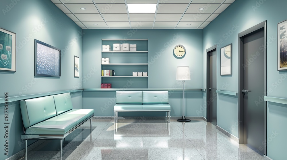 Interior of medical office with couch and shelf units. copy space for text. Interior of medical office with couch and shelf units. copy space for text.