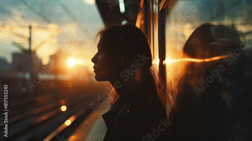 silhouette of a women at sunset cinematic documentary effect 