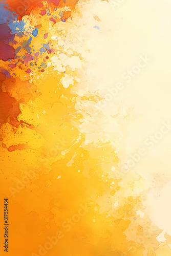 Amber, orange tints and shades on sky watercolor painting, Abstract Watercolor Background in Orange and Yellow Tones, Ideal for Juneteenth Graphics and Posters, Copy Space