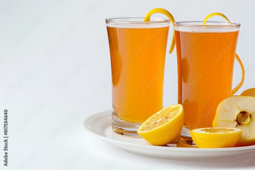 Light and Bubbly Apple Cider Shandy with Lemon Twist in Tall Glass Light and Bubbly Apple Cider Shandy with Lemon Twist in Tall Glass