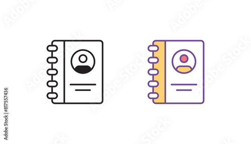Contact Book icon design with white background stock illustration
