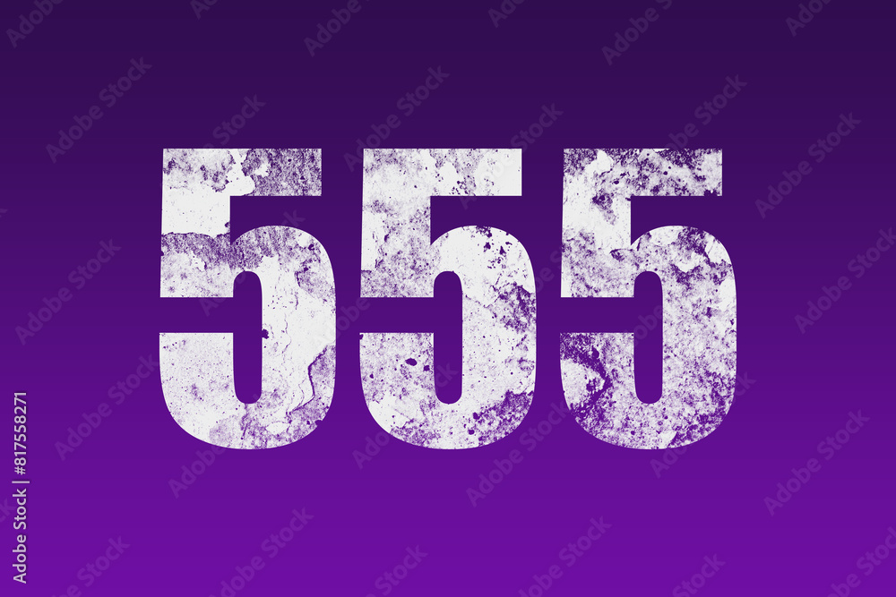 flat white grunge number of 555 on purple background. flat white grunge number of 555 on purple background.