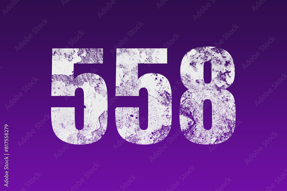 flat white grunge number of 558 on purple background. flat white grunge number of 558 on purple background.