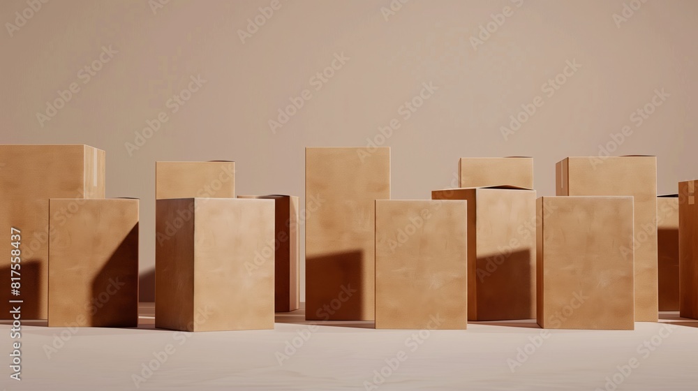 Neatly arranged cardboard boxes ready for packing/storage. Neatly arranged cardboard boxes ready for packing/storage.