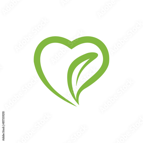 love and leaf logo design vector,editable eps 10.