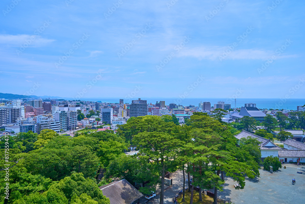 神奈川県小田原市の小田原城展望デッキから東側(栄町1丁目,本町1丁目,本丸広場など)の眺望 神奈川県小田原市の小田原城展望デッキから東側(栄町1丁目,本町1丁目,本丸広場など)の眺望