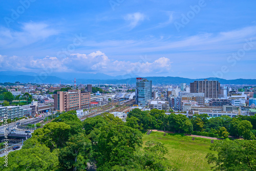 神奈川県小田原市の小田原城展望デッキから北側(城山1丁目,3丁目,栄町1丁目など)の眺望