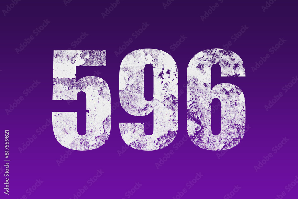 flat white grunge number of 596 on purple background. flat white grunge number of 596 on purple background.