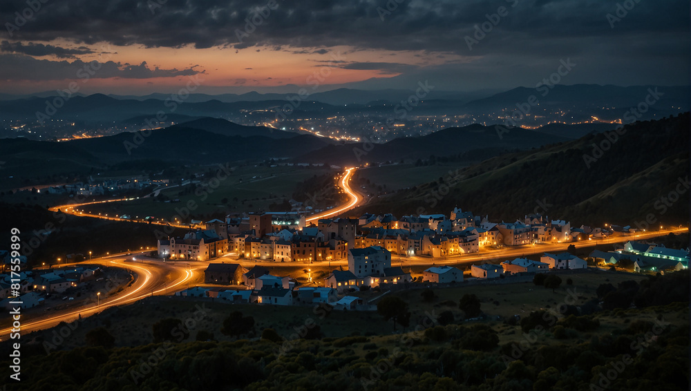 Obraz premium view of the city at sunset