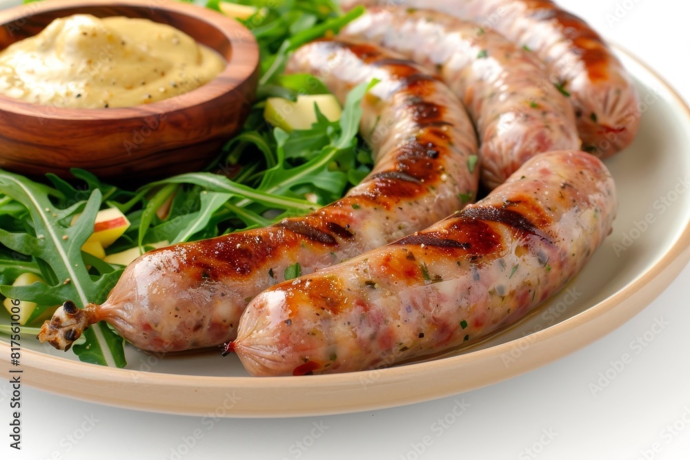 Rustic Apple Juniper Sausage with Grainy Mustard and Slaw Rustic Apple Juniper Sausage with Grainy Mustard and Slaw